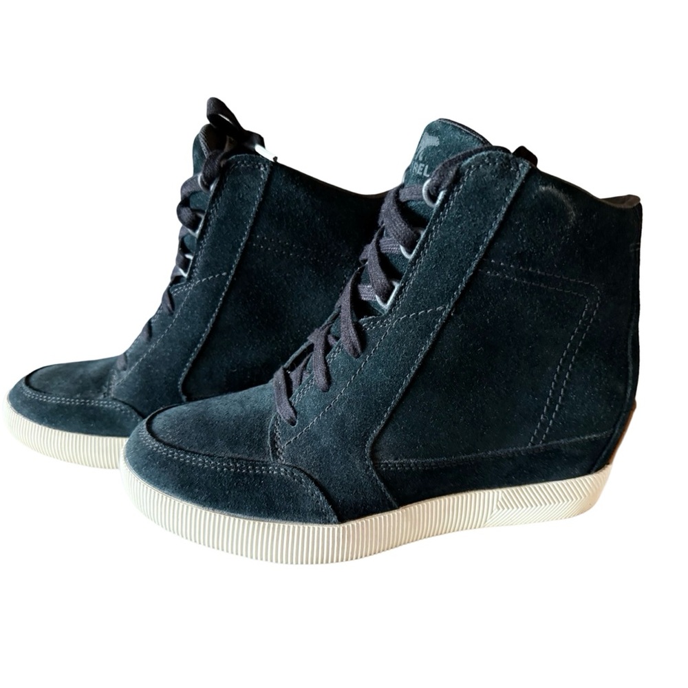 Sorel Women's Black Suede Out N’ About Wedge Bootie Size 8 - Picture 8 of 12